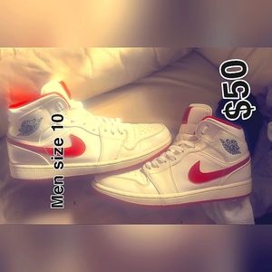 Nike Air Jordan 1s white and red No box great condition size 10